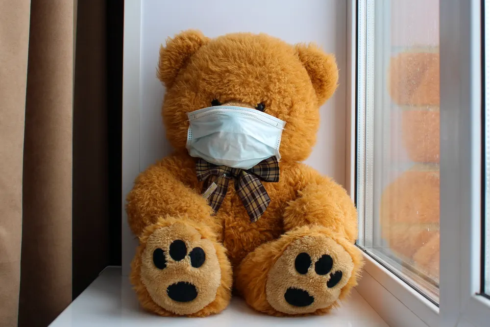 teddy bear wearing a mask